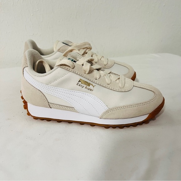 PUMA Kids Easy Rider Vintage PS Size 2C Alpine Snow White Gold Puma Sneakers NIB - Picture 2 of 8